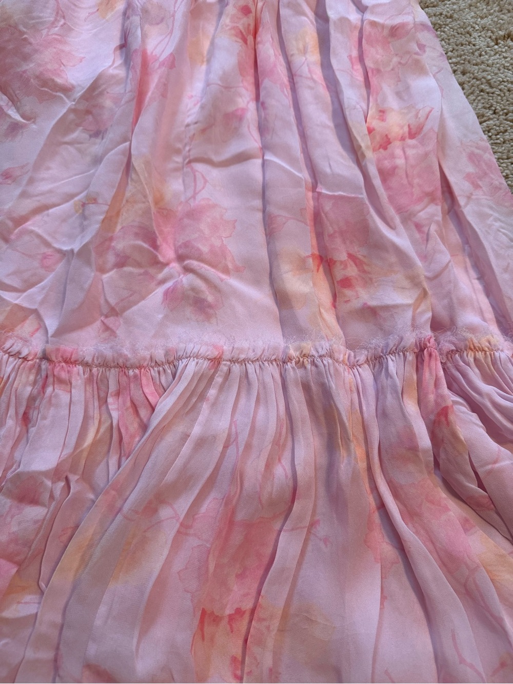 Love Shack Fancy Angie Dress Summer Morning Pink Floral Midi - Picture 5 of 7